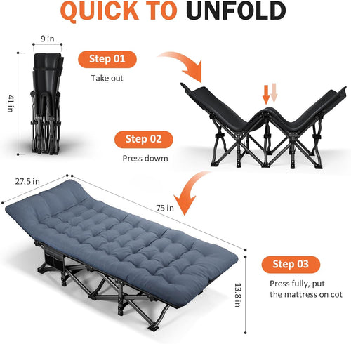 ATORPOK Camping Cot with Cushion