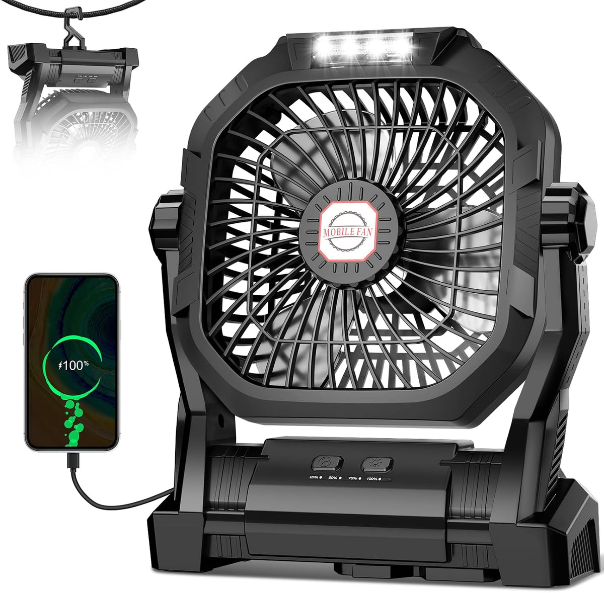 ROSHOPI Camping Fan with LED Light