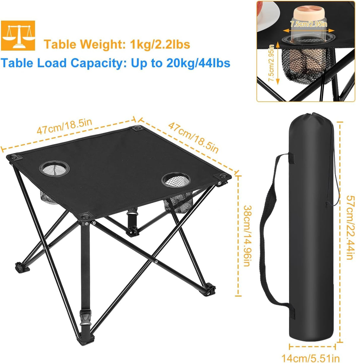 KOCASO Red Folding Camping Table
